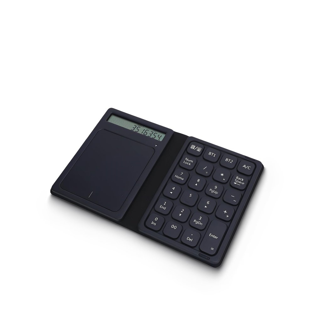 LICAEVEY 23 Keys Bluetooth Number Pad with Touchpad and Calculator 3-in-1 Foldable Ultra Thin Wireless Numeric Keypad for Laptop Tablet PC Includes PU Leather Case