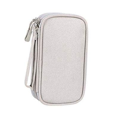 LABRIMP Large Gray Electronics Organizer Bag for Travel Polyester Storage Pouch for USB Cables Earphones and Accessories Multipurpose Tech Case for Business and Leisure