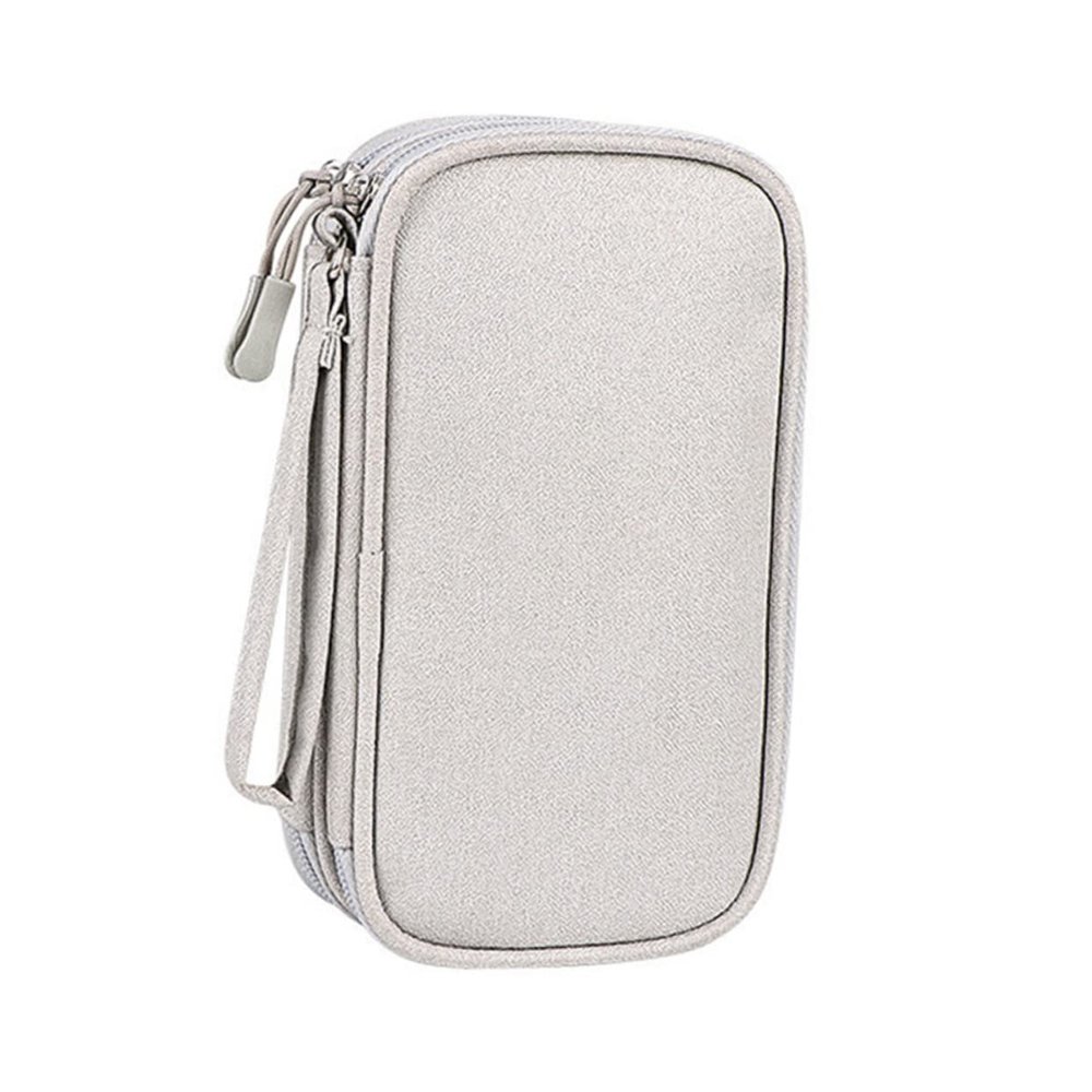 LABRIMP Large Gray Electronics Organizer Bag for Travel Polyester Storage Pouch for USB Cables Earphones and Accessories Multipurpose Tech Case for Business and Leisure
