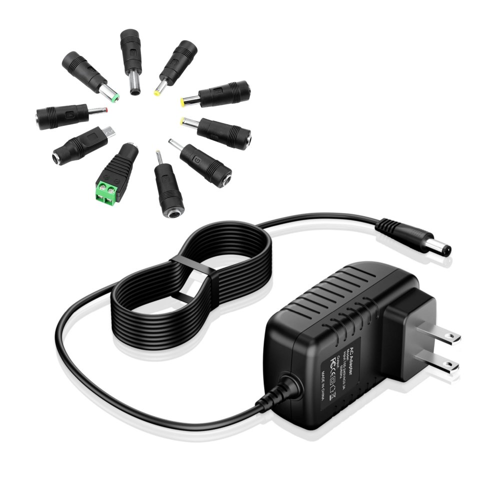 10V 1.8A 1.5A 1A Charger 10.0V 1.0A AC Adapter 18W Switching Power Supply DC 10V 1800mA 1500mA 1000mA 500mA Adaptor Regulated Transformer Cord with 10 Interchangeable DC Plugs