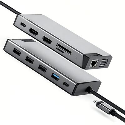 12-in-1 USB C Docking Station, 4K@60Hz Triple Display HDMI/VGA, 4X USB Ports, Gigabit Ethernet, 100W PD, SD/TF Card Reader, for Laptop/Desktop