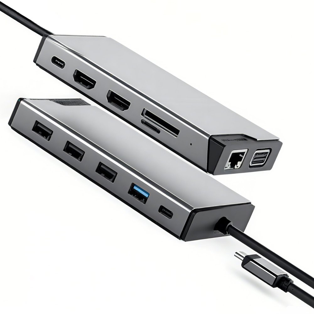 12-in-1 USB C Docking Station, 4K@60Hz Triple Display HDMI/VGA, 4X USB Ports, Gigabit Ethernet, 100W PD, SD/TF Card Reader, for Laptop/Desktop