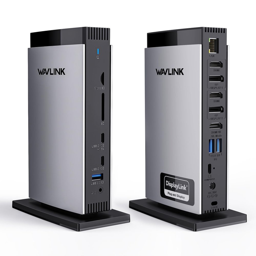 WAVLINK DisplayLink Docking Station 3 Monitors with 130WPD Power Adapter, USB C Laptop Dock for M1/M2/M3/M4/Mac and Windows, Thunderbolt 4/3