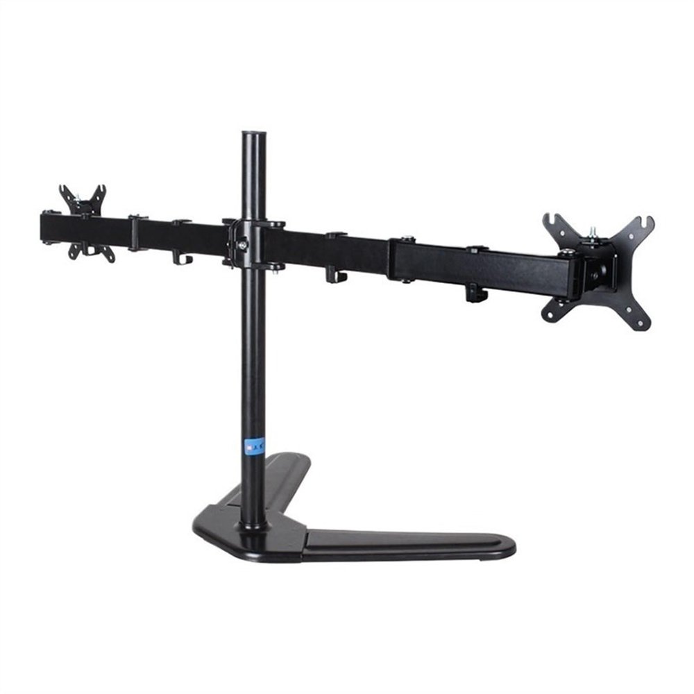 KEG801302 Office Dual Monitor Desk Stand, Free Standing Monitor Stand for 2 Screens up to 17.6lbs per Arm, Adjustable Dual Monitor Mount Arm with Tilt, Swivel, Rotation Desk Accessories