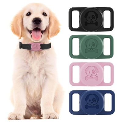 [4 Pack] Waterproof for Airtag Dog Collar Holder Case, Durable, Easy InstallationStretchy Silicone Full-Body Protection, Soft Lightweight Stretchable Fit for Dog Collars