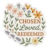 3pcs Chosen. Loved. Redeemed. Christian Vinyl Stickers  3x3in Waterproof Floral Faith Decals for Journals, Bibles, Water Bottles, Laptops view 1