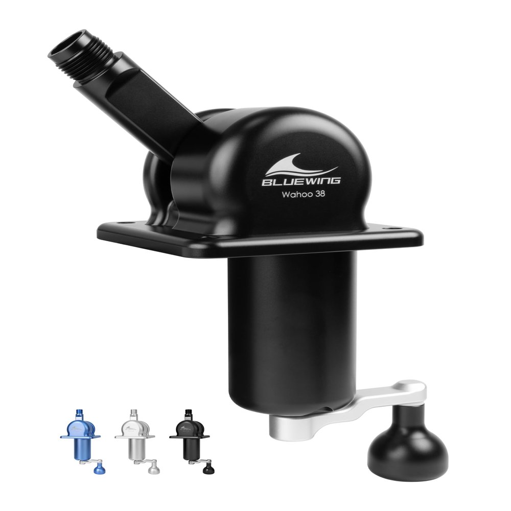 BLUEWING Aluminum Alloy Antenna Mount Wahoo 38 with 0-90 Adjustable Angle Roof Top Antenna Mount Base for Fishing Boat, Black