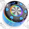 Bluetooth Shower Speaker, IP7 Waterproof Portable Bluetooth 5.3 Speakers with Suction Cup, Mini Wireless Speaker with RGB Lights Time Display, Loud Stereo Sound for Bathroom Beach Outdoor Party, Blue view 1