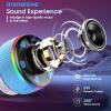 Bluetooth Shower Speaker, IP7 Waterproof Portable Bluetooth 5.3 Speakers with Suction Cup, Mini Wireless Speaker with RGB Lights Time Display, Loud Stereo Sound for Bathroom Beach Outdoor Party, Blue view 3