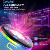 Bluetooth Shower Speaker, IP7 Waterproof Portable Bluetooth 5.3 Speakers with Suction Cup, Mini Wireless Speaker with RGB Lights Time Display, Loud Stereo Sound for Bathroom Beach Outdoor Party, Blue view 4