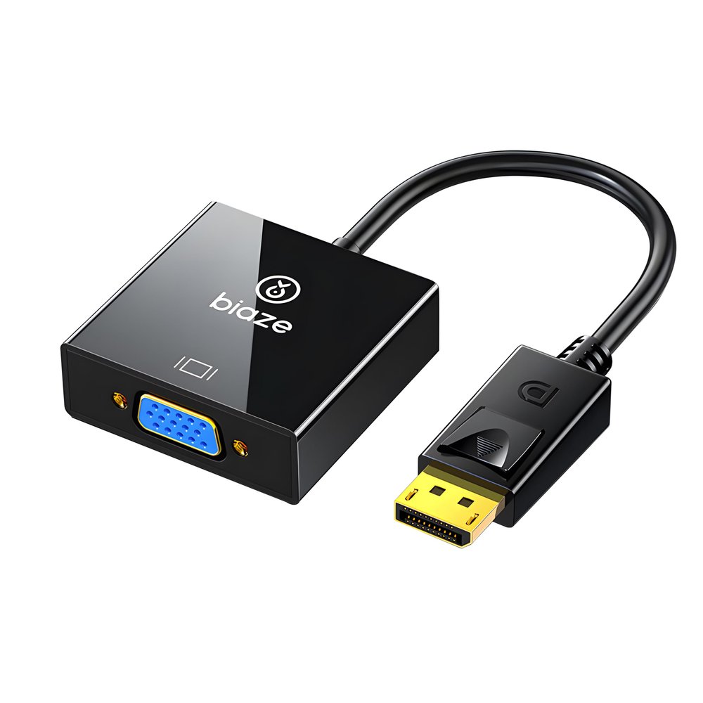 biaze DisplayPort to VGA Adapter  HD Video Converter (DP Male to VGA Female), 1080P 60Hz, Plug & Play for Laptop or Desktop to Monitor/Projector