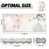 FXIANGWL 4 in 1 Large Gaming Mousepad, Coaster, Memory Foam Ergonomic Keyboard Mouse Wrist Rest, Non-Slip Rubber Base Stitched Edges Office Desk Mat Floral Print Pastel Pink Blue for Computer view 2