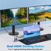 Docking Station Dual Monitor for Dell/HP/Lenovo Laptop, Dual HDMI Adapter for 2 Monitors, 8 in 1 USB C Docking Station with HD/USB/PD/SD/TF, HDMI Splitter for Dual Monitors Extended Display view 3