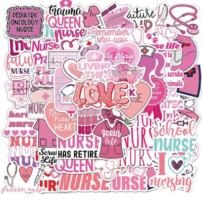 100 Pcs Nurse Stickers,Nurse Gifts,Vinyl Nursing Stickers DecalsSuitable for Laptops and Water Bottles,Keyboards,Backpacks,Cap,Scrapbooks,Nurses Accessories for WorkLove Pink