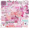 100 Pcs Nurse Stickers,Nurse Gifts,Vinyl Nursing Stickers DecalsSuitable for Laptops and Water Bottles,Keyboards,Backpacks,Cap,Scrapbooks,Nurses Accessories for WorkLove Pink view 1