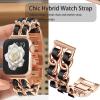 Compatible with Armitron Matrix Smartwatch bands, 20mm, 22mm Quick Release Jewelry Chain Metal Wristband with Leather Compatible with Armitron Connect Matrix, Link, Lunar, Boom, Eclipse Smartwatch (Rose Gold, 20mm size band) view 3
