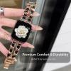 Compatible with Armitron Matrix Smartwatch bands, 20mm, 22mm Quick Release Jewelry Chain Metal Wristband with Leather Compatible with Armitron Connect Matrix, Link, Lunar, Boom, Eclipse Smartwatch (Rose Gold, 20mm size band) view 4
