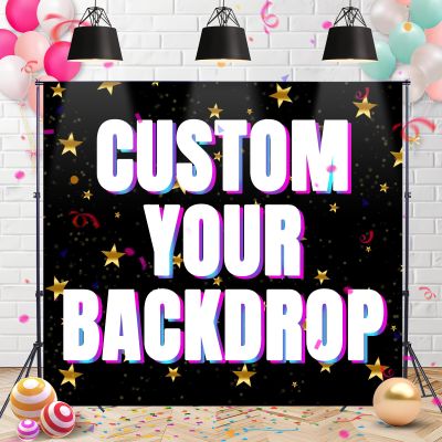 10x10ft Custom Photo Backdrop Personalized Banner Customized Backdrop with Picture Text for Photography, Gift for Birthday, Wedding, Graduation, Party, Christmas, Valentine's Day