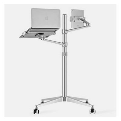 ADBWEKKF UP-9L Multifunction Computer Floor Stand for Laptop/Tablet/Phone Holder Height/Angle Adjustable with Wheel Aluminum(Silver)