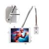 ADBWEKKF DL-TBM-L03 Universal 7" -10.6" Tablet Desktop Mount Wall Bracket with Safety Lock Goose Neck Pad Holder Silver Rotate Soft Tube view 1