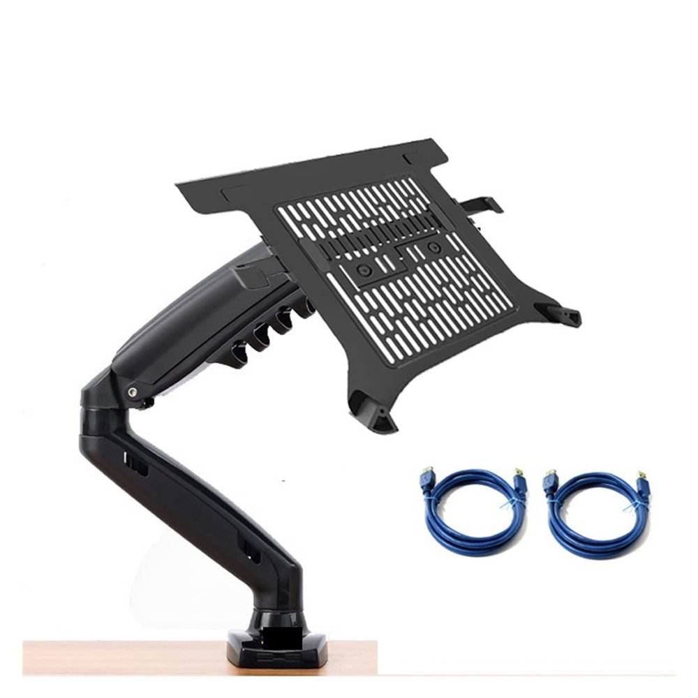 MEFKFQJQ F80 + FP-2 Full Motion 360 Rotate Pivot 2-9kg Gas Spring Arm 10"-17" Laptop Tray Desktop Stand Clamp 10-90mm(Version 1 with usb3)