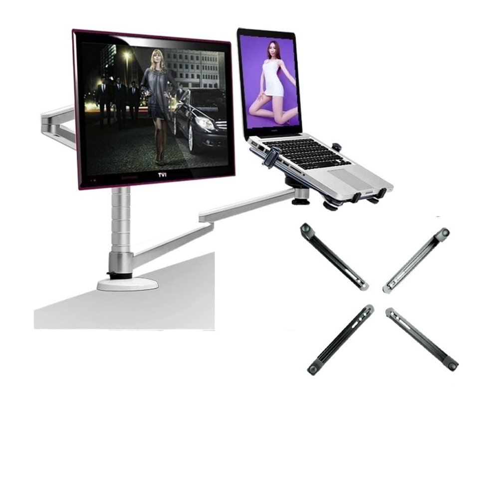 ADBWEKKF OA-7X Multimedia Desktop Dual Arm 27inch LCD Monior Holder+ Laptop Holder Stand Table Full Motion Dual Monitor(OA-7X-AD600)