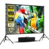 200inch Outdoor Projector Screen with Stand,XINLEMY Big Portable Projection Screen,16:9 4K HD Wrinkle-Free Rear Front Movie Screen with Carry Bag for Backyard Night RVing Home Theater view 1
