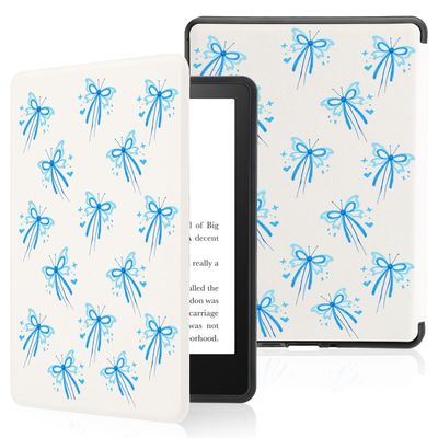 Blue Butterfly Star Case for All-New 6" Kindle (11th Generation,2024/2022) with Hand Strap,Slim Leather Cover Shell with Auto-Wake/Sleep for Kindle 2024