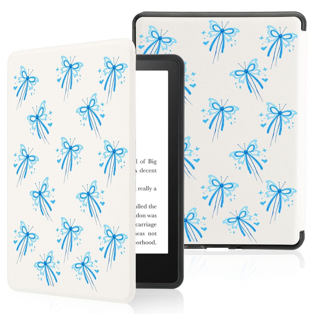Blue Butterfly Star Case for All-New 6" Kindle (11th Generation,2024/2022) with Hand Strap,Slim Leather Cover Shell with Auto-Wake/Sleep for Kindle 2024