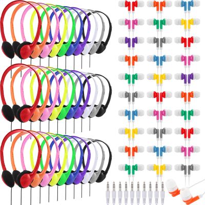 Xuhal 60 Pack Bulk Earbud Headphones for Classroom Student Wired Headphones Class Set Earphones for Students Adults School Library Museum Laptop