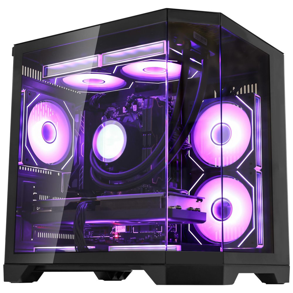 HELLOLAND Ocean of Stars Gaming PC -AMD Ryzen 5 7600X 6-Core 4.7GHz -RTX 5060 8GB -32GB DDR5 6000MHz RAM -1TB PCIe SSD - 850W PSU -WiFi & BT -Windows 11 Desktop Computer-Black