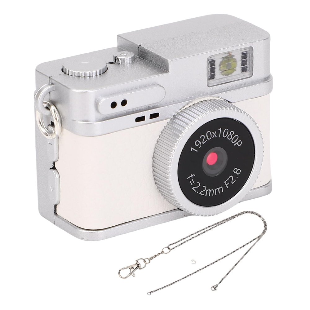LAISANIM Mini Keychain Camera, 1080P 20MP Digital Camera with 0.96in Screen, Portable Retro Video Camcorder for Video Recording Climbing, Up to 128G Memory Card (not Included) (White)