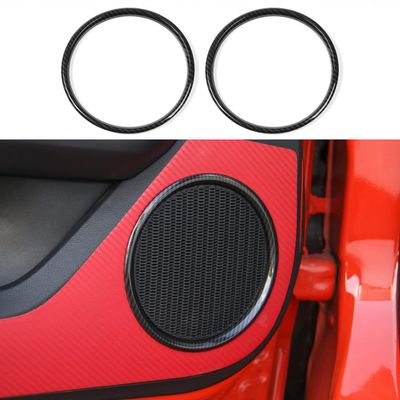 Edinstry Carbon Fiber Door Speaker Ring Trim Cover Frame Sticker for F-or-d M-us-Tang 2015-2022