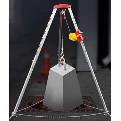 Confined Space Equipment Adjustable Commercial Firefighting Rescue Tripod with Self-Locking Device,Manhole Rescue Tripod Kit for Confined Spaces, Includes 98-Foot Wires and Fall Arrest Syste