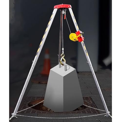Confined Space Equipment Adjustable Commercial Firefighting Rescue Tripod with Self-Locking Device,Manhole Rescue Tripod Kit for Confined Spaces, Includes 98-Foot Wires and Fall Arrest Syste