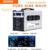1500 Watts Pure Sine Wave Power Inverter, 12V 24V 48V 60V 72V DC to 110V/120V 230V/240V AC Converter Peak 3000W, for Home Appliances, RV Camping, Off-Grid Solar,Dc 12v,AC 110V view 2