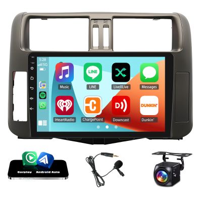 Vorally Android 14 Car Stereo Radio Compatible for Prado 150 2009-2013 with Wireless Carplay Android Auto, 2+32G 9 inch HD IPS Thouch Screen Bluetooth Radio Support GPS WiFi AHD Backup Camera