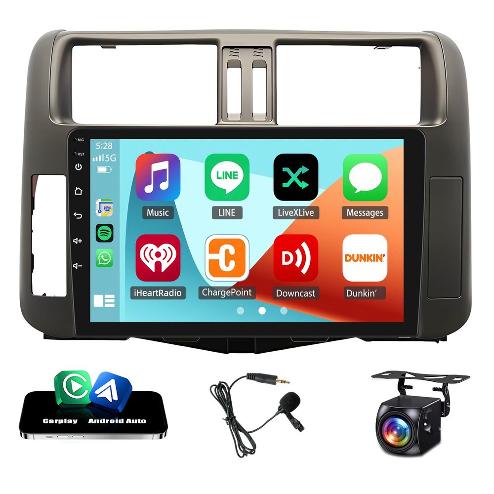 Vorally Android 14 Car Stereo Radio Compatible for Prado 150 2009-2013 with Wireless Carplay Android Auto, 2+32G 9 inch HD IPS Thouch Screen Bluetooth Radio Support GPS WiFi AHD Backup Camera
