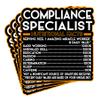 (4Pcs) Compliance Specialist Vinyl Decal Sticker  Nutritional Facts Quote for Laptops, Water Bottles, Cars  Gift for Coworker, Office, Birthday, Christmas  Waterproof Vinyl Sticker view 1