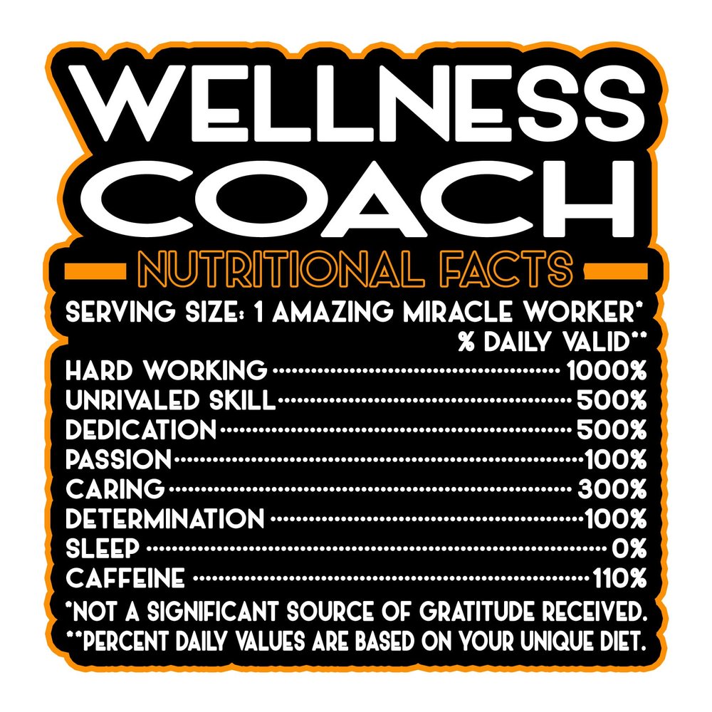 Wellness Coach Vinyl Decal Sticker  Nutritional Facts Quote for Laptops, Water Bottles, Cars, Bumpers, Toolboxes  Gift for Coworker, Office, Birthday, Christmas  Waterproof Vinyl, Easy Peel