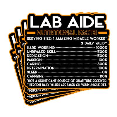 (4Pcs) Lab Aide Vinyl Decal Sticker  Nutritional Facts Quote for Laptops, Water Bottles, Cars, Bumpers, Toolboxes  Gift for Coworker, Office, Birthday, Christmas  Waterproof Vinyl, Easy Peel