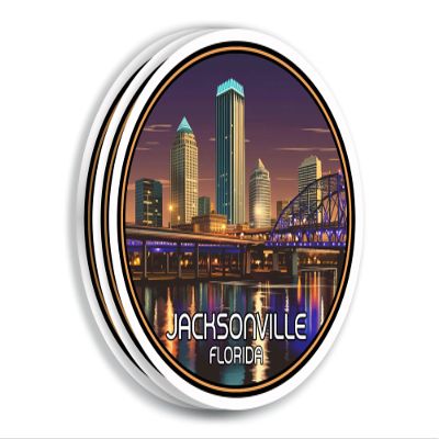 (3 Pack 3X3) Jacksonville City Stickers - Move to Jacksonville Sticker - Fl Travel Gift - Jacksonville Souvenir Tourist - Us Travel Gift - Decal for Laptop - Water Bottle - Suitcase