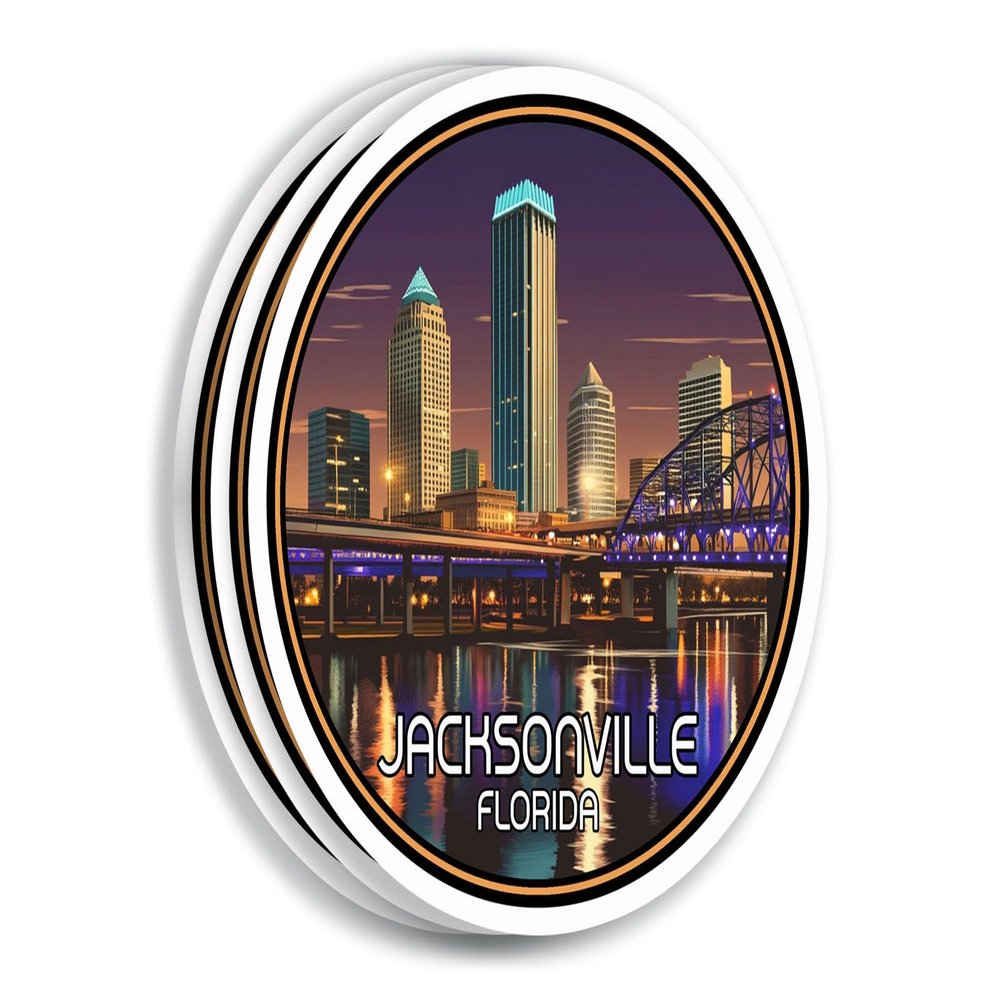 (3 Pack 3X3) Jacksonville City Stickers - Move to Jacksonville Sticker - Fl Travel Gift - Jacksonville Souvenir Tourist - Us Travel Gift - Decal for Laptop - Water Bottle - Suitcase