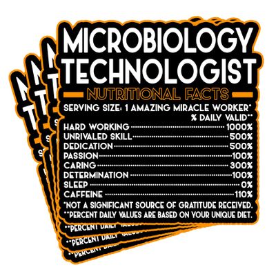 (4Pcs) Microbiology Technologist Vinyl Decal Sticker  Nutritional Facts Quote for Laptops, Water Bottles, Cars  Gift for Coworker, Office, Birthday, Christmas  Waterproof Vinyl Sticker
