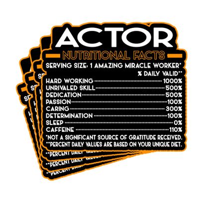 (4Pcs) Actor Vinyl Decal Sticker  Nutritional Facts Quote for Laptops, Water Bottles, Cars, Bumpers, Toolboxes  Gift for Coworker, Office, Birthday, Christmas  Waterproof Vinyl, Easy Peel