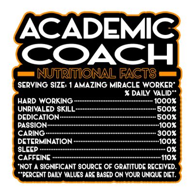 Academic Coach Vinyl Decal Sticker Nutritional Facts Quote for Laptops, Water Bottles, Cars, Bumpers, Toolboxes Gift for Coworker, Office, Birthday, Christmas Waterproof Vinyl, Easy Peel