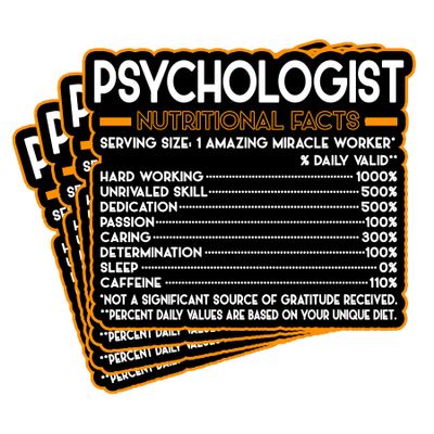 (4Pcs) Psychologist Vinyl Decal Sticker Nutritional Facts Quote for Laptops, Water Bottles, Cars, Bumpers, Toolboxes Gift for Coworker, Office, Birthday, Christmas Waterproof Vinyl, Easy Peel