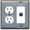 15 Amp Round Power Outlet 1 Port Cat6 Shielded Ethernet Wall Plate [Stainless/White] view 1
