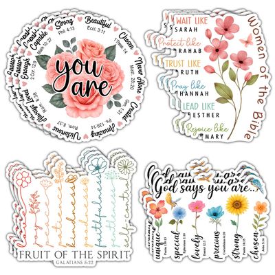 12pcs You are Beautiful Worthy Enough Positive Affirmation Stickers Bible Verse Sticker Motivational Christian Gifts for Women Decorations Water Bottle Kindle Laptop Phone Window Car