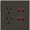 15 Amp Duplex Round Power Outlet 4 Port Cat6 Ethernet Wall Plate [Brown/Brown] view 1